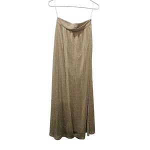 Lulus Jovial Occasion Gold Metallic High Rise Maxi Skirt Lined Size S